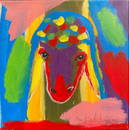 Menashe Kadishman 1932-2015 (Israeli) Sheep head acrylic on canvas