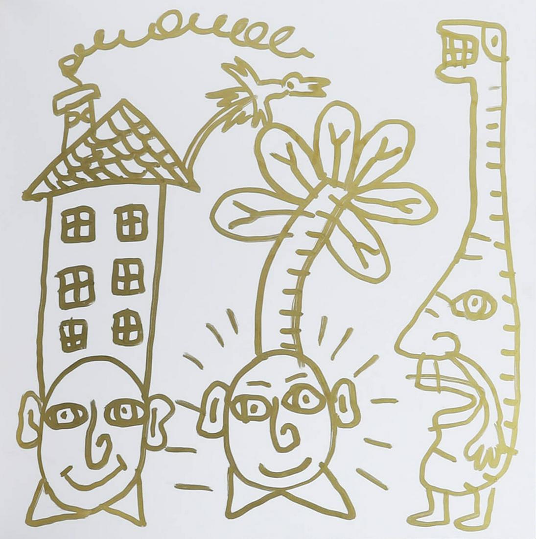 Robert Combas b.1957 (French) Untitled, 1991 felt pen drawing on the book "Combas" written by: ** Robert Combasb.1957 (French)Untitled, 1991felt pen drawing on the book "Combas" written by Bernard Marcad×™, Collection Mains et Merveille, Editions de la Diff×™rence, Paris, 199129.50x27.50x