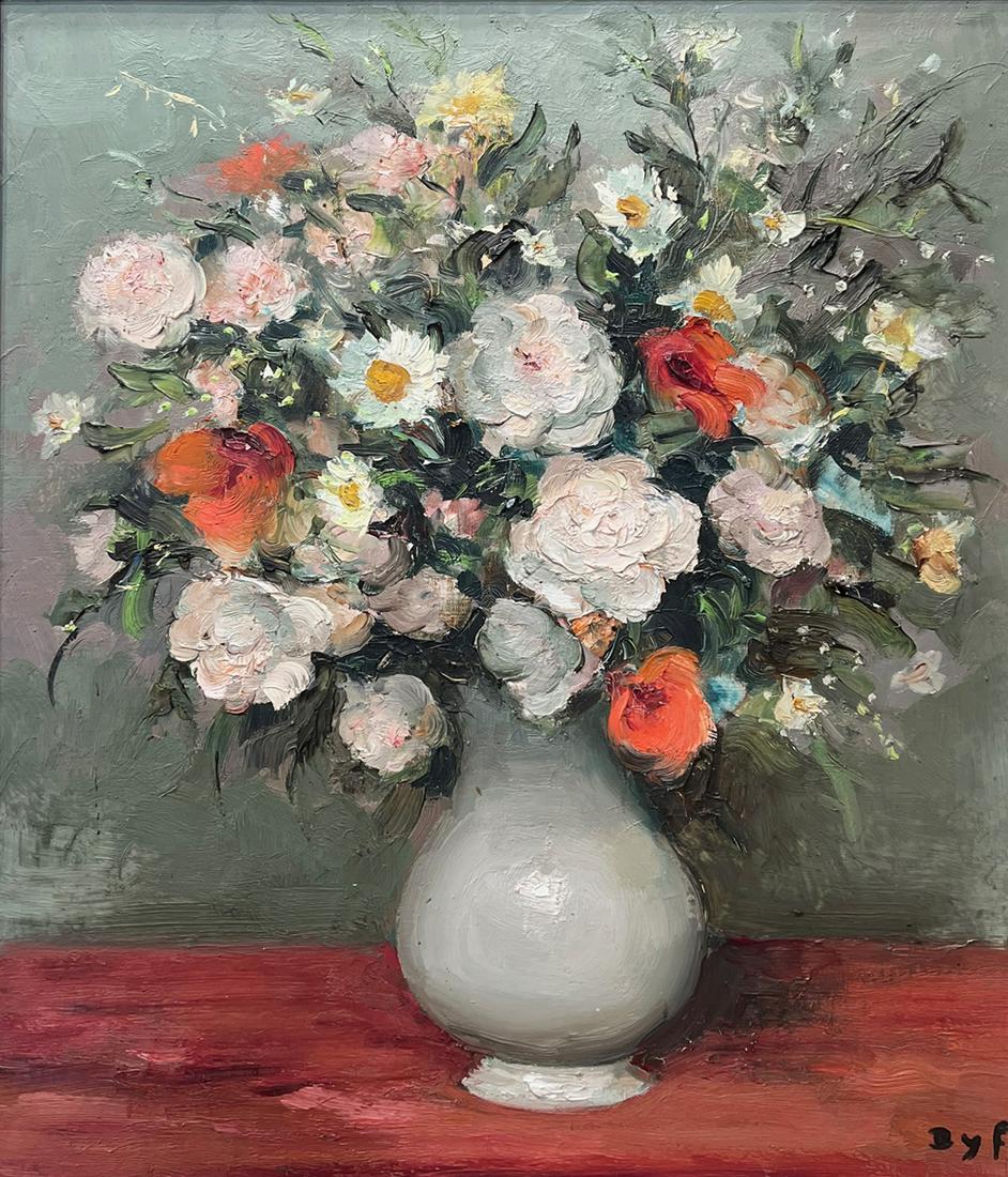 Marcel Dyf 1899-1985 (French) Vase of flowers, 1975 oil on canvas: ** Marcel Dyf1899-1985 (French)Vase of flowers, 1975oil on canvas56x47 cmsigned lower rightOther Notes: Mrs. Claudine Dyf kindly confirmed the authenticity of this painting.** by a lot number indicate
