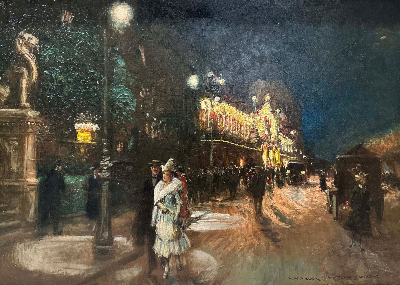 Georges Stein 1864-1917 (French) Exit from the Casino oil on canvas: ** Georges Stein1864-1917 (French)Exit from the Casinooil on canvas47.60x63 cmsigned lower right, signed and inscribed on the reserveOther Notes: ** by a lot number indicates an item that arrived from