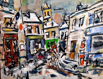 Gen Paul 1895-1975 (French) Street view with figures gouache on paper