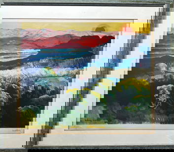 Lithograph in colours after a painting from 1918 by Moi?se Kisling: Lithograph in colours after a painting from 1918 by Moi?se Kisling53x62 cmsigned by Jean Kisling on the studio blindstamp. lower right, numbered 'XLII/L' lower leftOther Notes: Location: Israel.For es