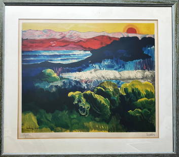 Lithograph in colours after a painting from 1918 by Moi?se Kisling: Lithograph in colours after a painting from 1918 by Moi?se Kisling53x62 cmsigned by Jean Kisling on the studio blindstamp. lower right, numbered 'XLII/L' lower leftOther Notes: Location: Israel.For es