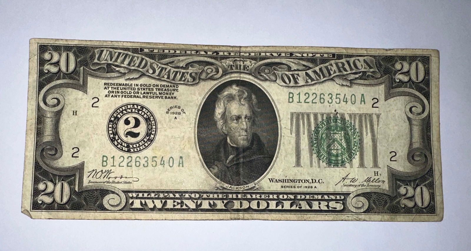 20 Dollar$ bill, 1928 ; 2 serie: 20 Dollar$ bill, 1928 ; 2 serie7x16 cmOther Notes: Location: Israel.For estimated delivery time please contact us.Condition report available upon request.