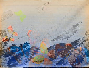 Raoul Dufy 1877-1953 (French) Etude de Papillons watercolor and crayon on Ingres paper