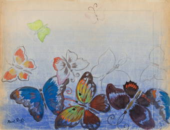 Raoul Dufy 1877-1953 (French) Etude de Papillons watercolor and crayon on Ingres paper