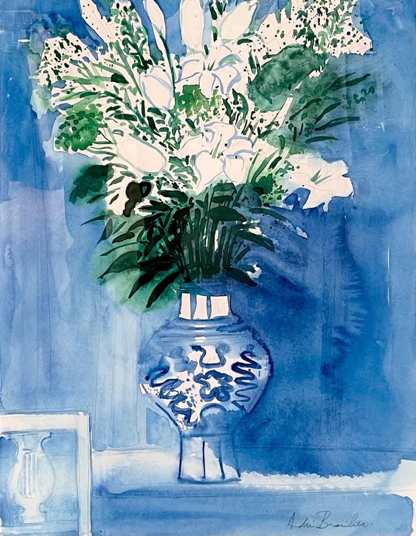 Andre Brasilier b.1929 (French) Bouquet of flowers watercolor on paper: ** Andre Brasilierb.1929 (French)Bouquet of flowerswatercolor on paper63.50x49 cmsigned lower rightOther Notes: ** by a lot number indicates an item that arrived from outside Israel and is subjected t