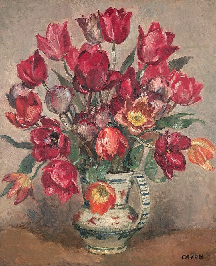 Georges Emile Capon 1890-1980 (French) Vase of flowers oil on canvas (1 of 3)