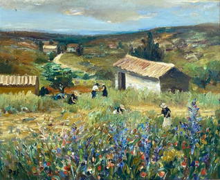 Marcel Dyf 1899-1985 (French) Cueilleuses des Fleurs en Provence, 1960 oil on canvas