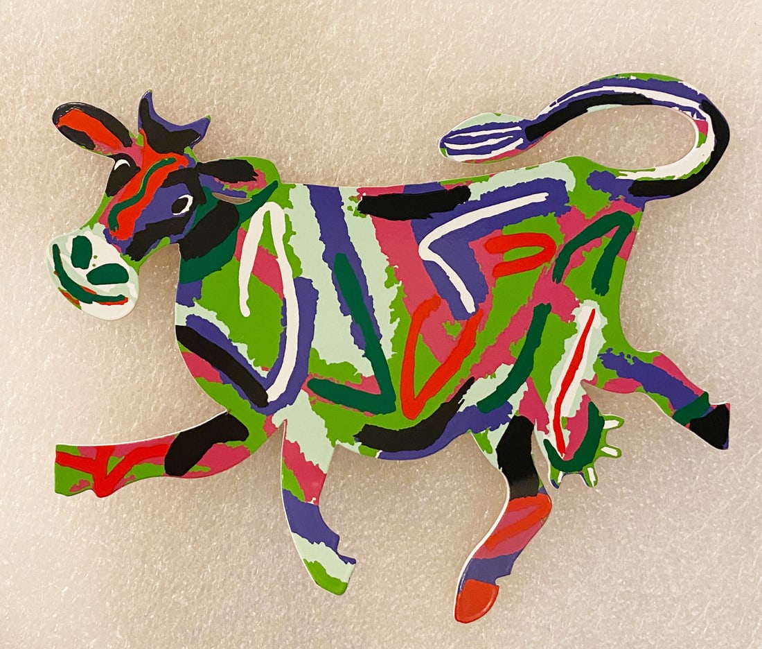 David Gerstein b.1944 (Israeli) Cow- double sided painted cut metal: David Gersteinb.1944 (Israeli)Cow- double sidedpainted cut metal20x24.50x4 cmsignedOther Notes: Location: Israel.For estimated delivery time please contact us.Condition report available upon request.
