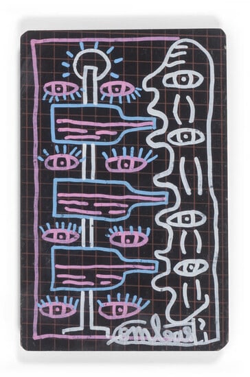 Robert Combas b.1957 (French) Faces marker pen on cardboard: ** Robert Combasb.1957 (French)Facesmarker pen on cardboard22.50x14.50 cmsigned lower rightProvenance: Galerie Laurent Strouk, Paris.Other Notes: Items marked **with a lot number indicate they have be