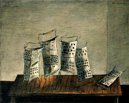 Artist Name: Yosl Bergner Still life with graters: Still life with graters, 1965 65x81.5 centimeters Oil On Canvas Signature: Signed&dated upper right. Signed and titled on the reverse Israeli artist