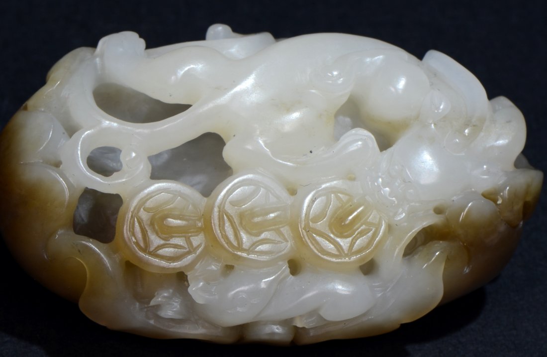 A Chinese Carved White Jade  Dragon with Mouse (1 of 3)
