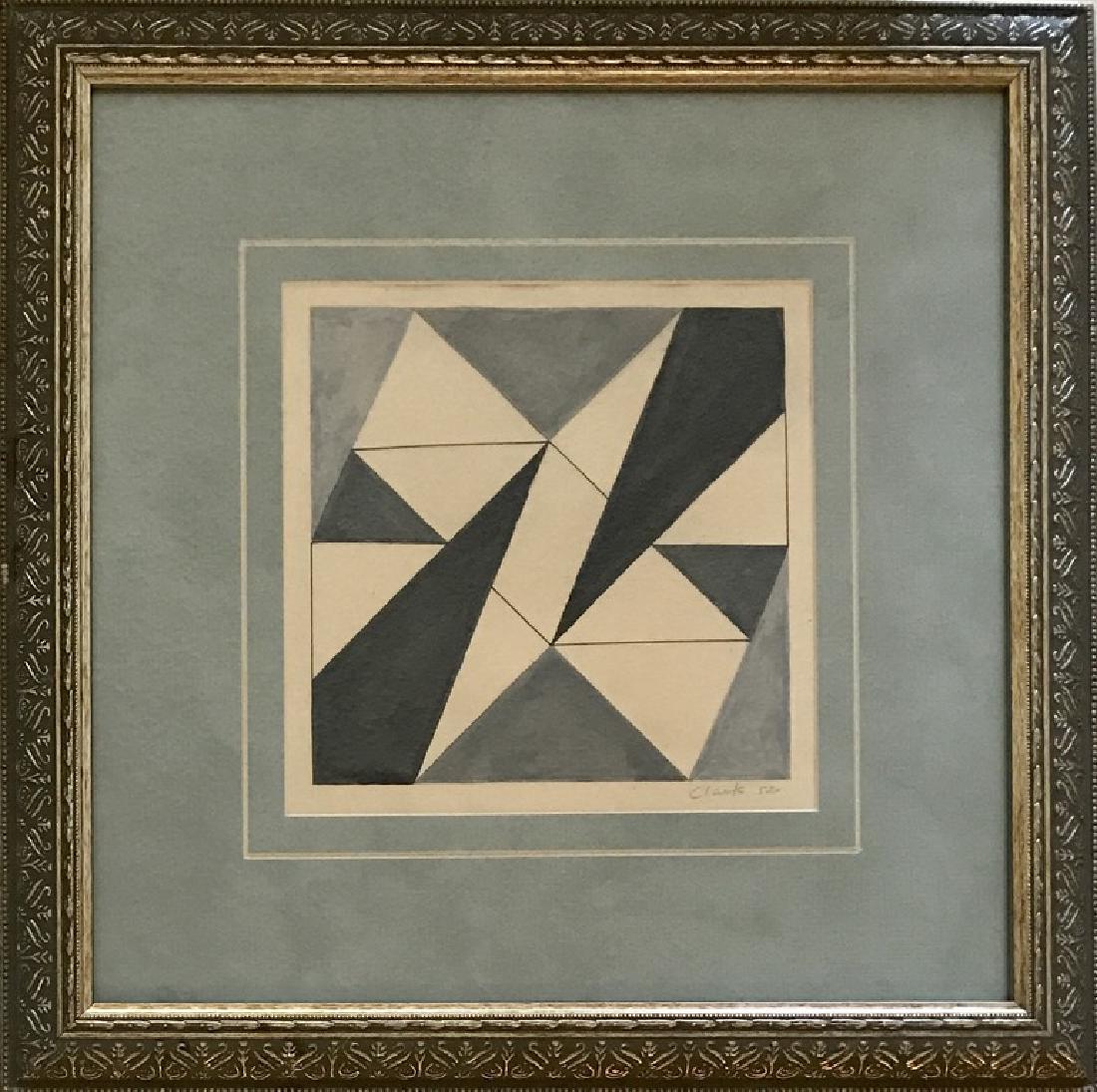 LYGIA CLARK BRAZIL ART: Mix media on paper, 8.5 x 8.5 inches , dated 1952, in good condition.