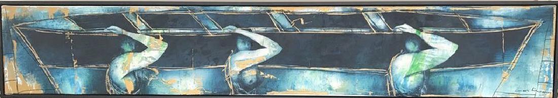 HUMBERTO CASTRO CUBAN ART CUBA: Acrylic on canvas, 12 x 72 inches, dated 2011.