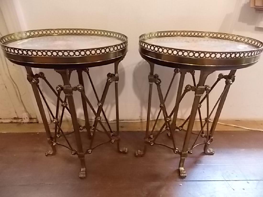 PAIR FRENCH EMPIRE BRASS MARBLE SMALL TABLES (1 of 2)