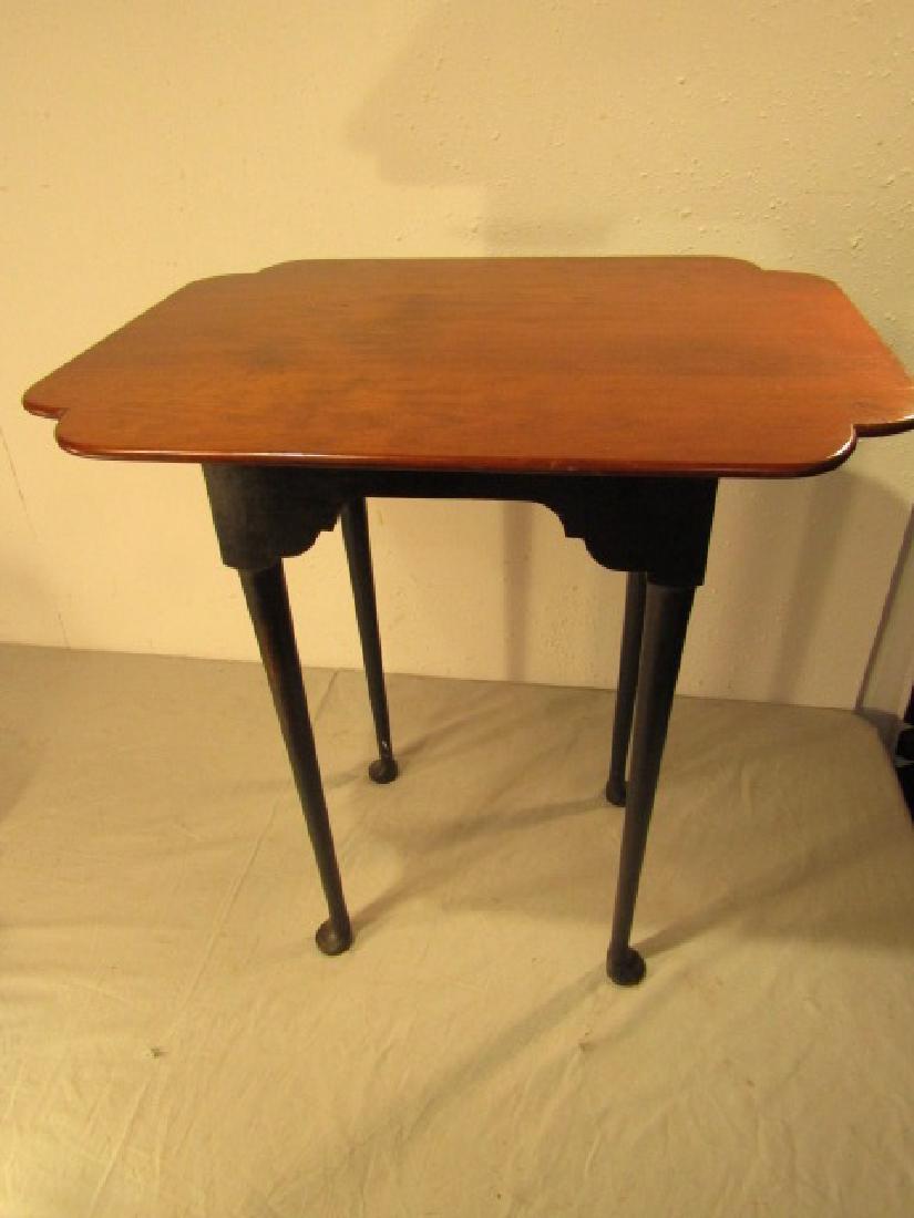 ELDRED WHEELER MAPLE TEA TABLE: Custom reproduction of 18th c. Queen Ann tea table. Labeled by Wheeler. 24.5 high x 23.5 long x 19 in deep.