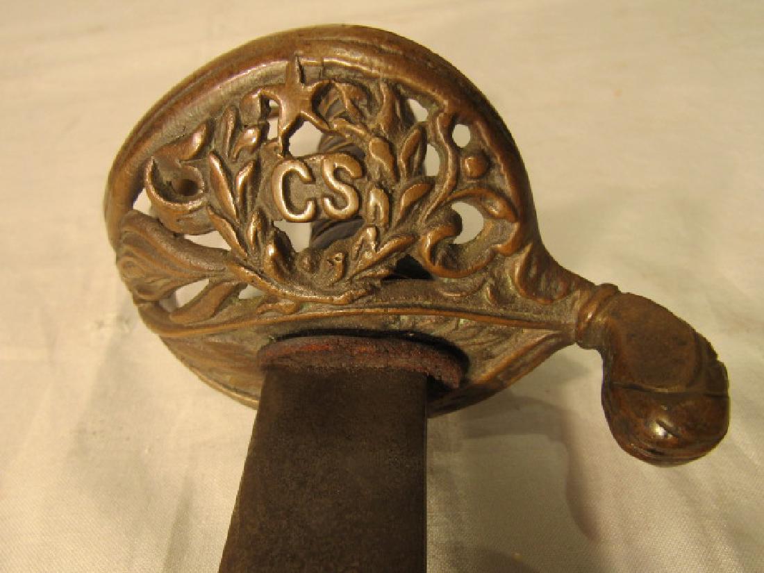 BOYLE & GAMBLE CONFEDERATE SWORD: Authentic Confederate Civil War sword signed Boyle and Gamble with stepped pommel (very faint/indistinctly signed on ricasso). Has CS with star on loop guard. Model 1850 foot officer's sword with re-w