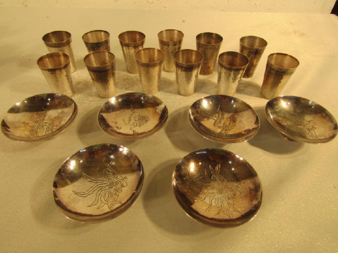 LOT JAPANESE SILVER CUPS & BOWLS (1 of 2)
