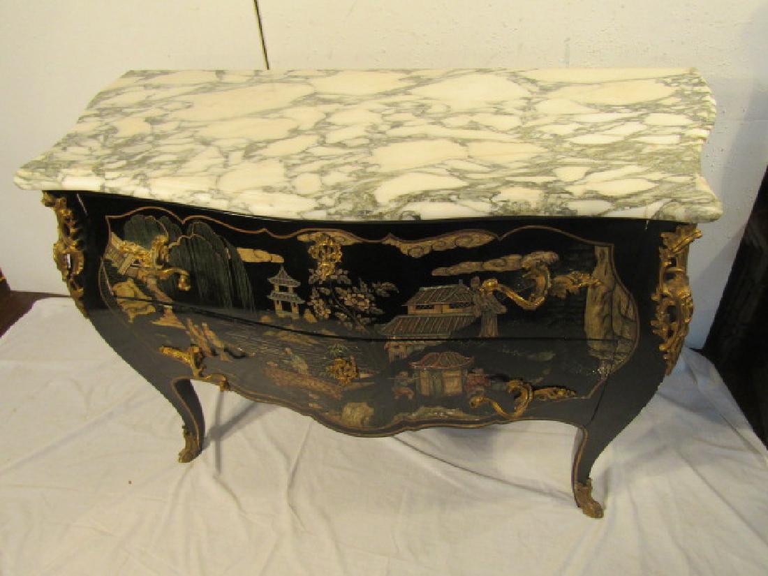 BOMBE FRENCH EBONY COMMODE (1 of 3)