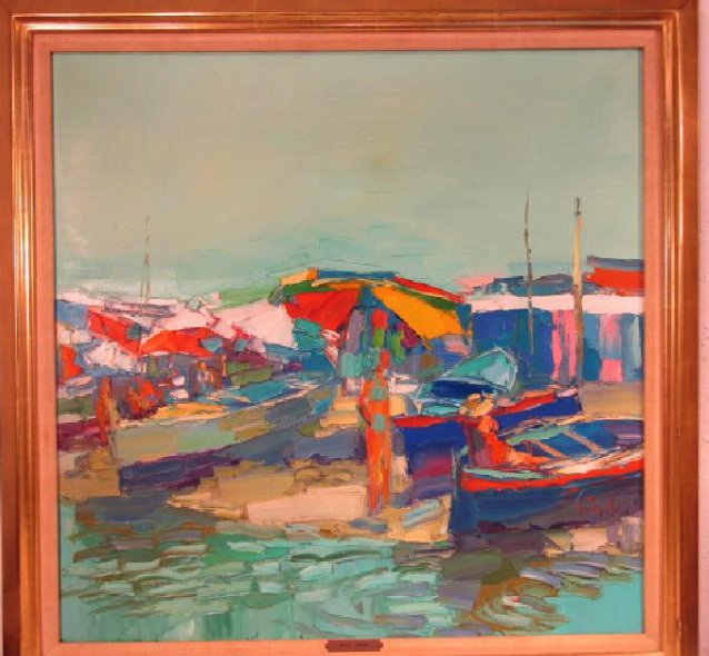 NICOLA SIMBARI LARGE HARBOR PAINTING CUMA (1 of 4)