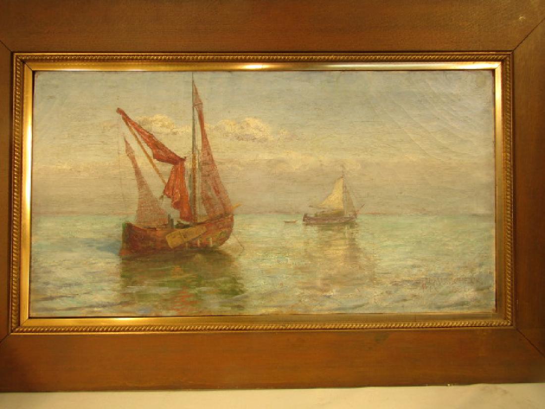 F. RAUBICHECK SAILBOATS PAINTING (1 of 2)