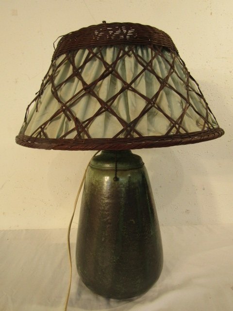 FULPER GREEN ART POTTERY LAMP (1 of 3)