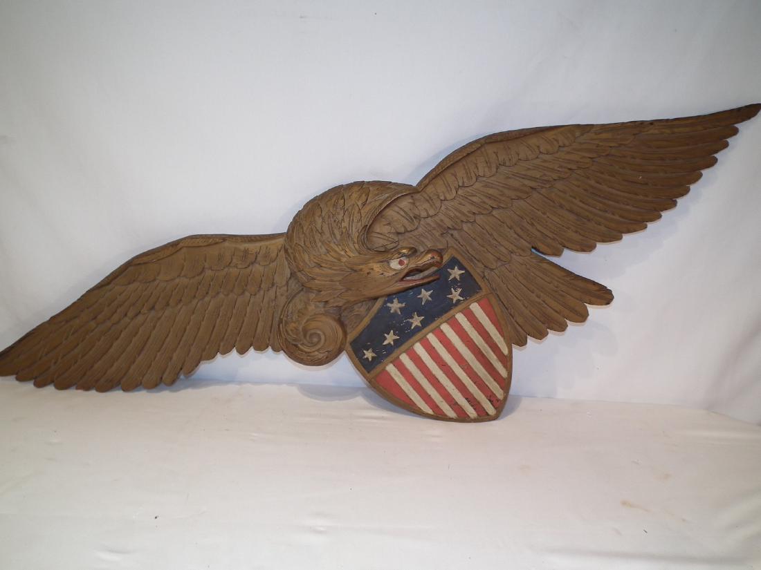 CARVED WOOD AMERICAN EAGLE PLAQUE