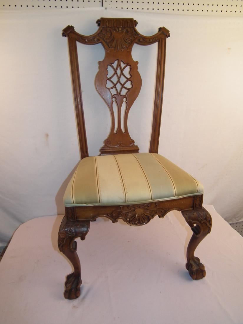 ANTIQUE CHIPPENDALE CHAIR: Antique Chippendale mahogany carved side chair, 42 high x 22.5 wide. Refinished.
