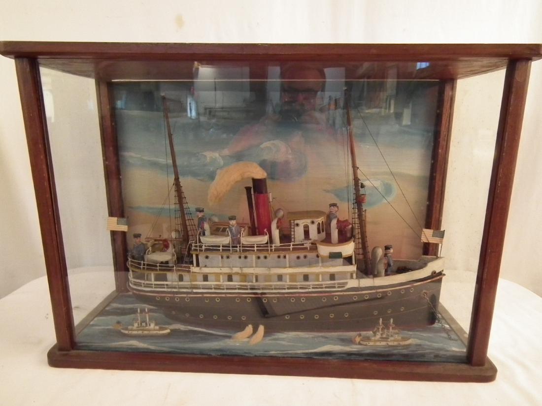 OLD NAVAL STEAM SHIP DIORAMA MODEL (1 of 3)