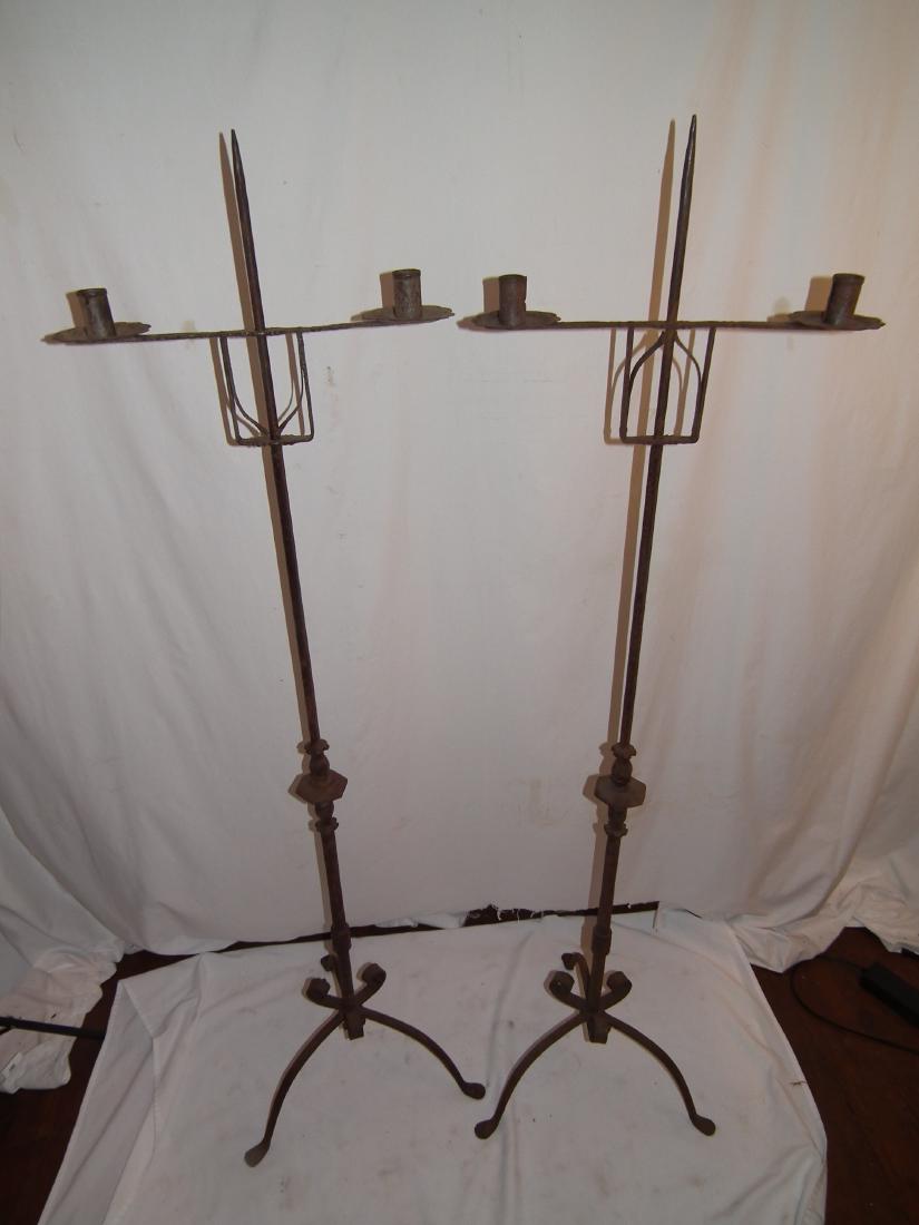 PAIR IRON FLOOR CANDLESTICKS (1 of 1)