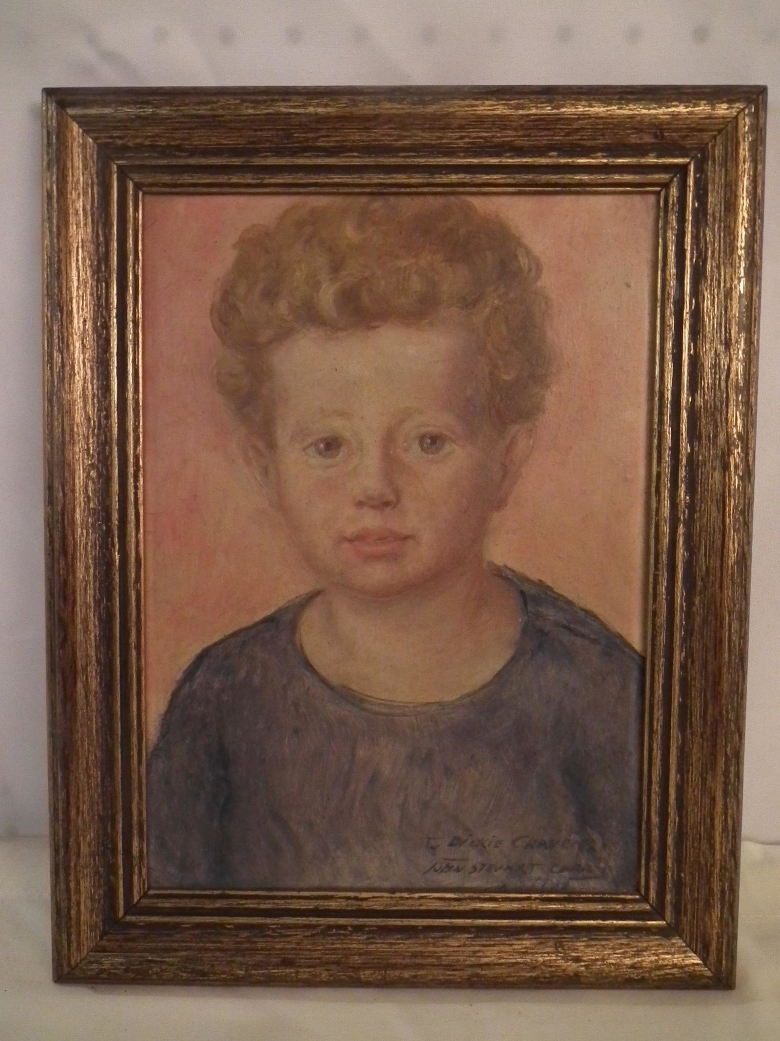 JOHN S. CURRY PORTRAIT OF CRAVEN: Oil portrait on masonite of a red haired boy (son of noted art critic and historian Thomas Craven - Richard became an attorney and researcher for the game show "To Tell The Truth" in the 1970's). Sign
