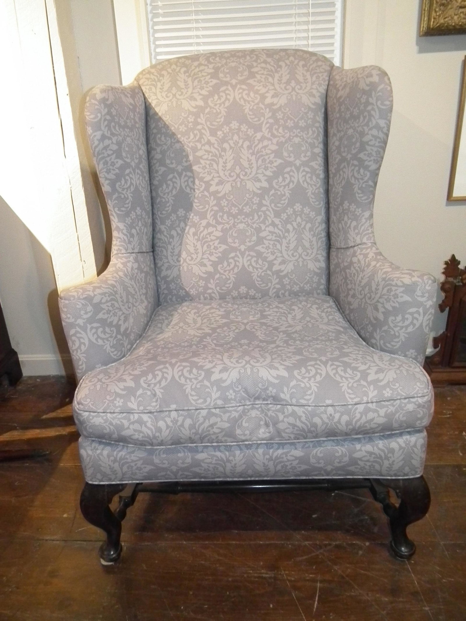 CENTENNIAL WING CHAIR: Fine quality Centennial mahogany Queen Ann wingchair. 48 in high x 36 wide x 33 deep.