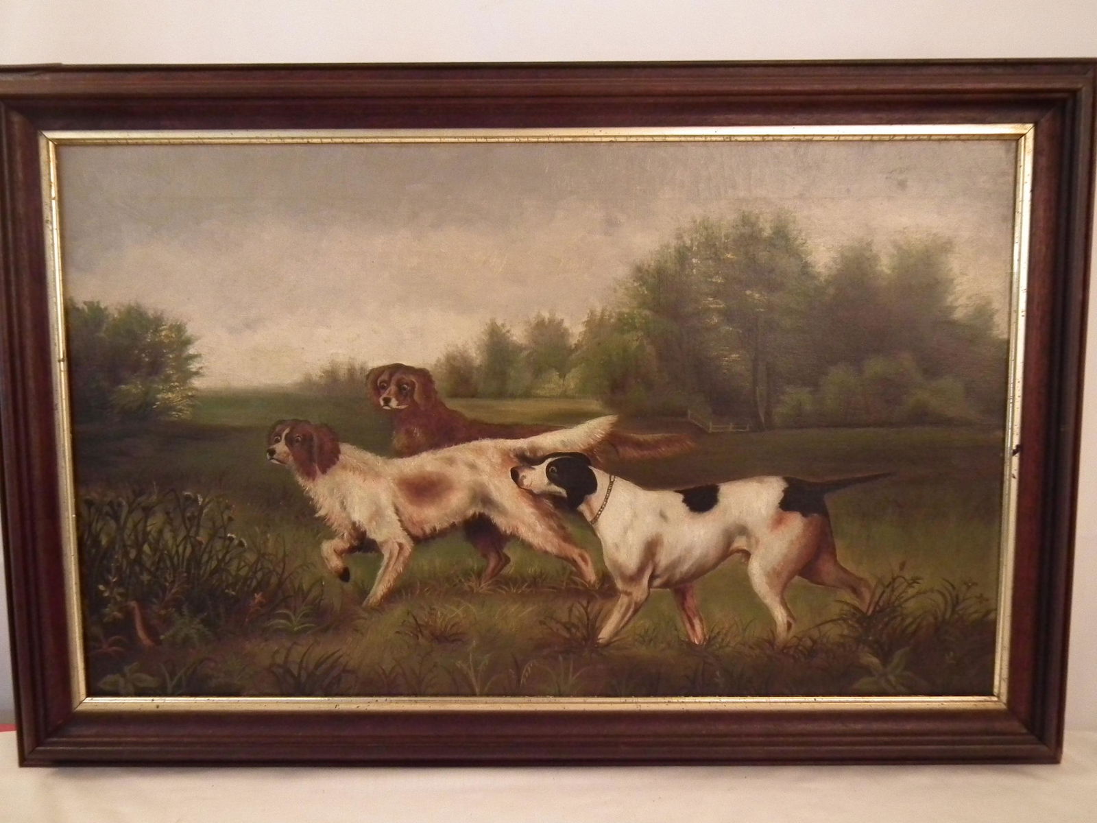 Antique Hunting Dogs Painting