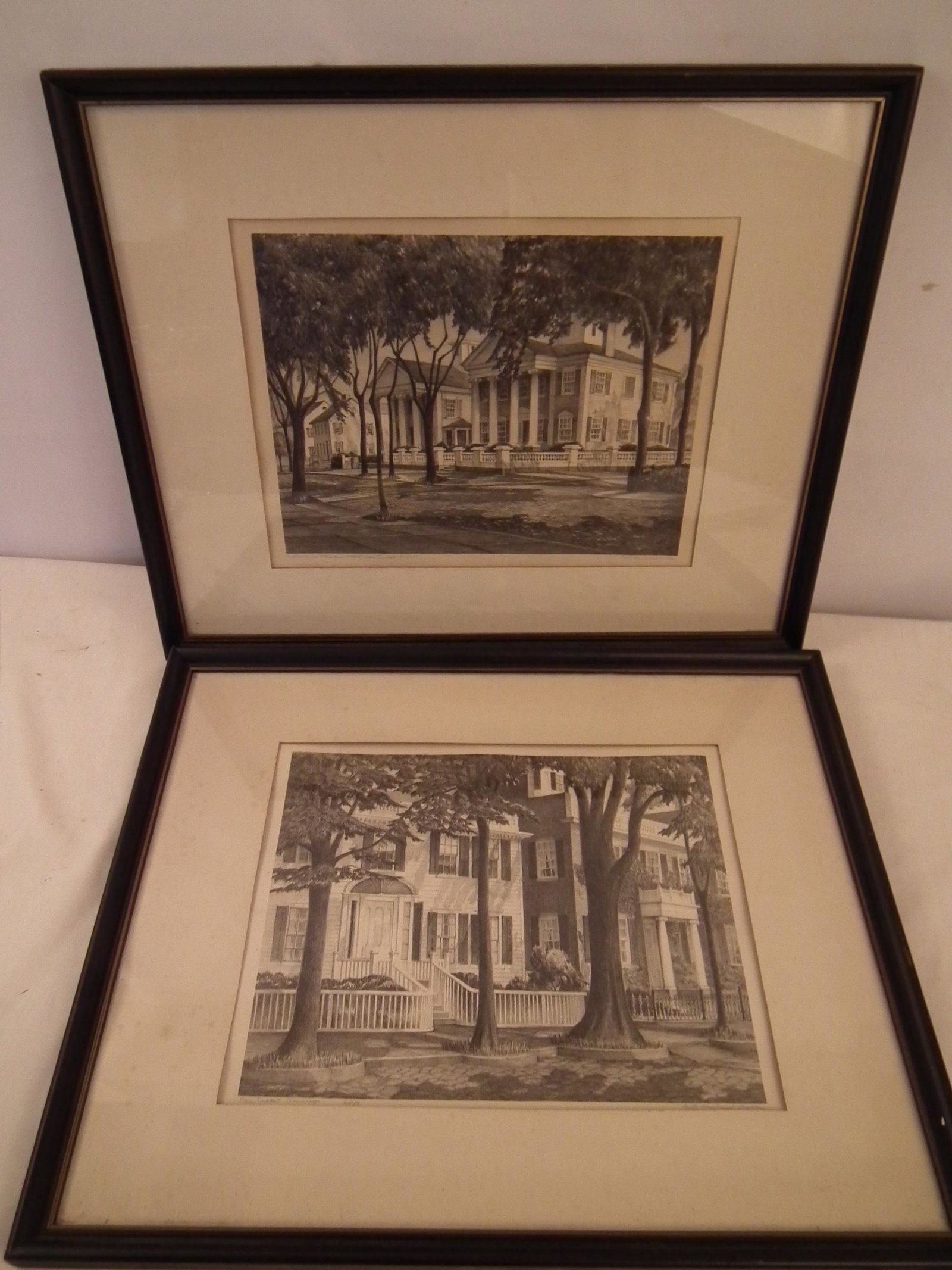 RUTH H. SUTTON NANTUCKET PRINTS: 2 Nantucket black and white limited edition lithographs: NANTUCKET DOORWAYS, edition 100; and MAIN & PLEASANT STREETS NANTUCKET, edition 100. Both approx. 12.5 x 9.5 inches, framed 17 x 21. (Ruth Havi