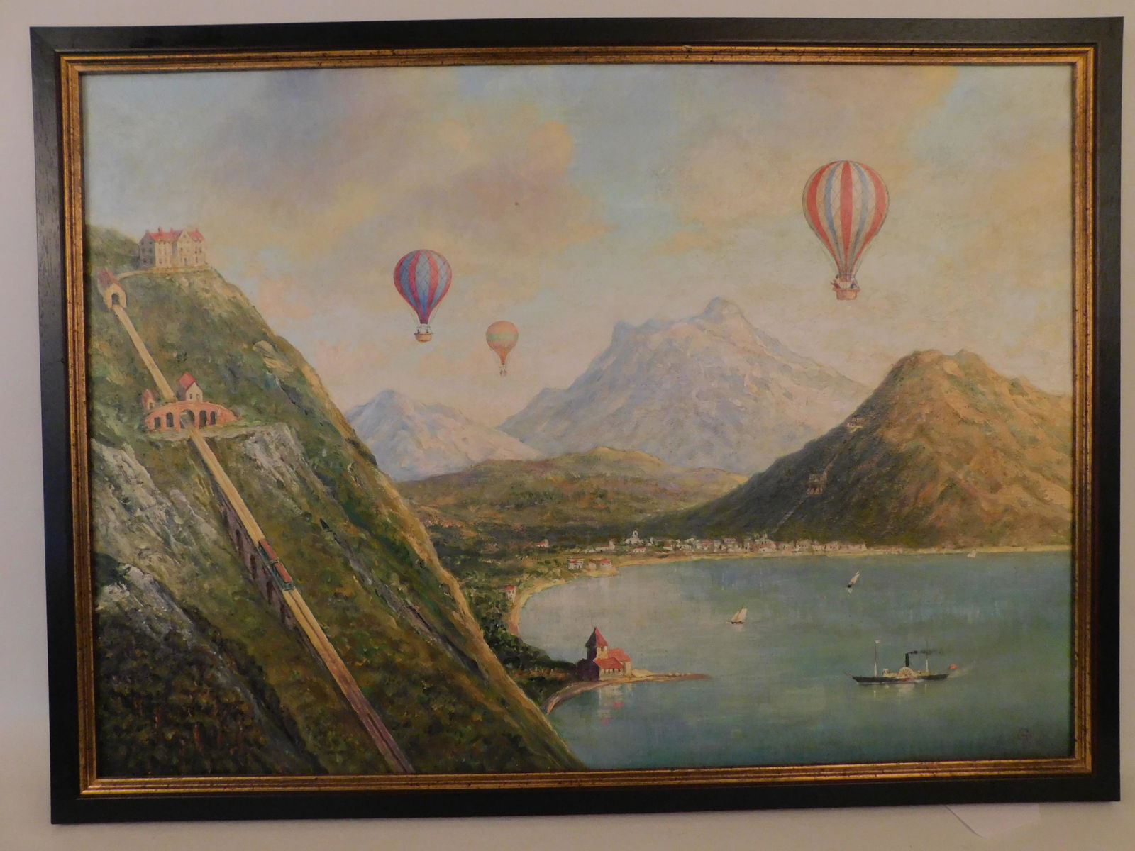 BALLOONS OVER ALPS OIL PAINTING (1 of 4)