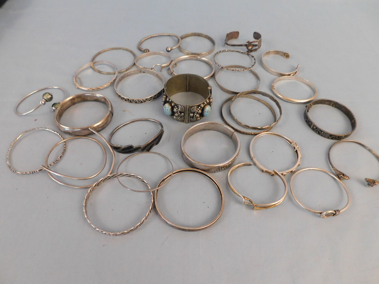 28 STERLING SILVER BRACELETS (1 of 2)