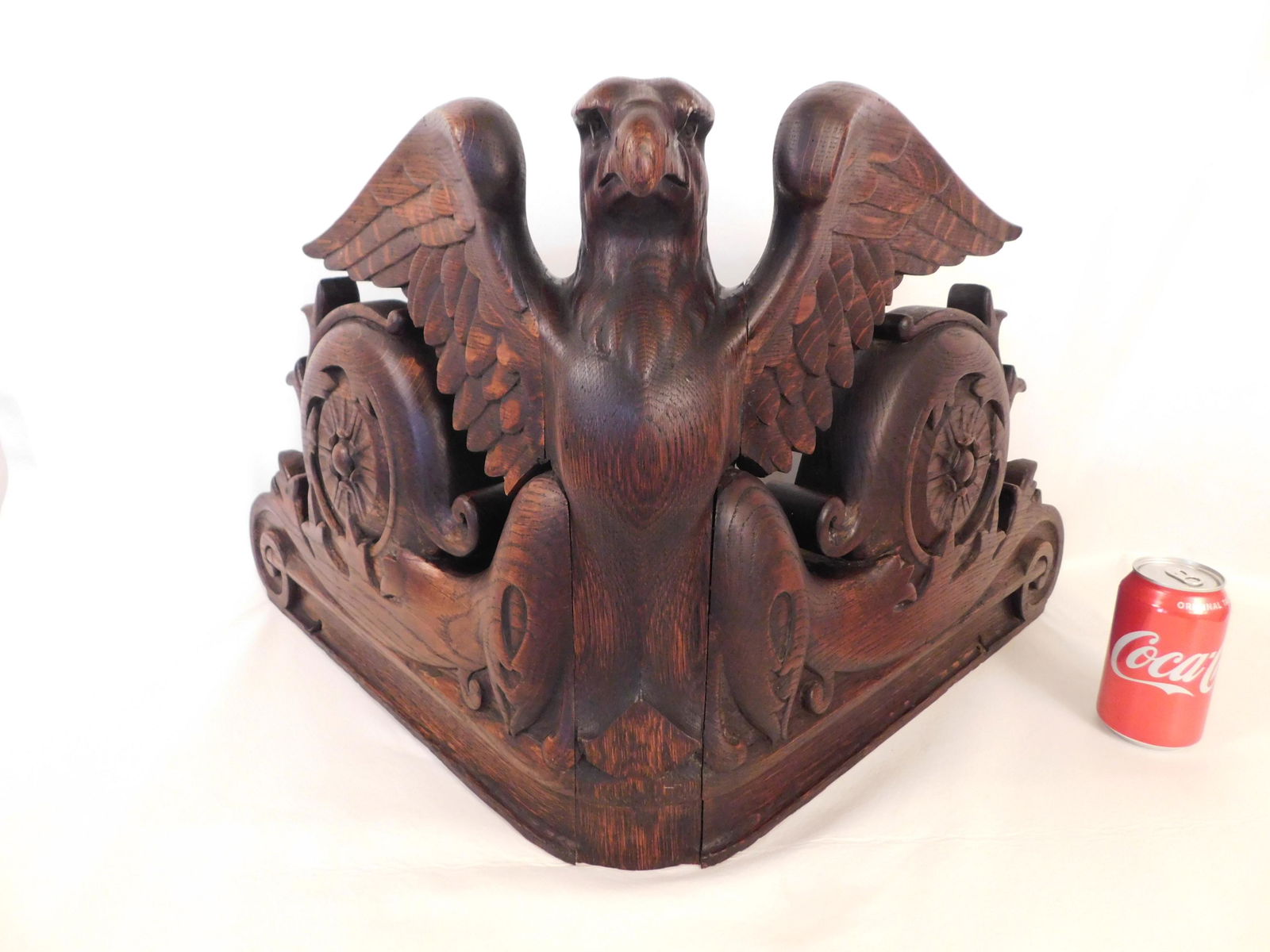 ANTIQUE OAK EAGLE PEDIMENT (1 of 3)