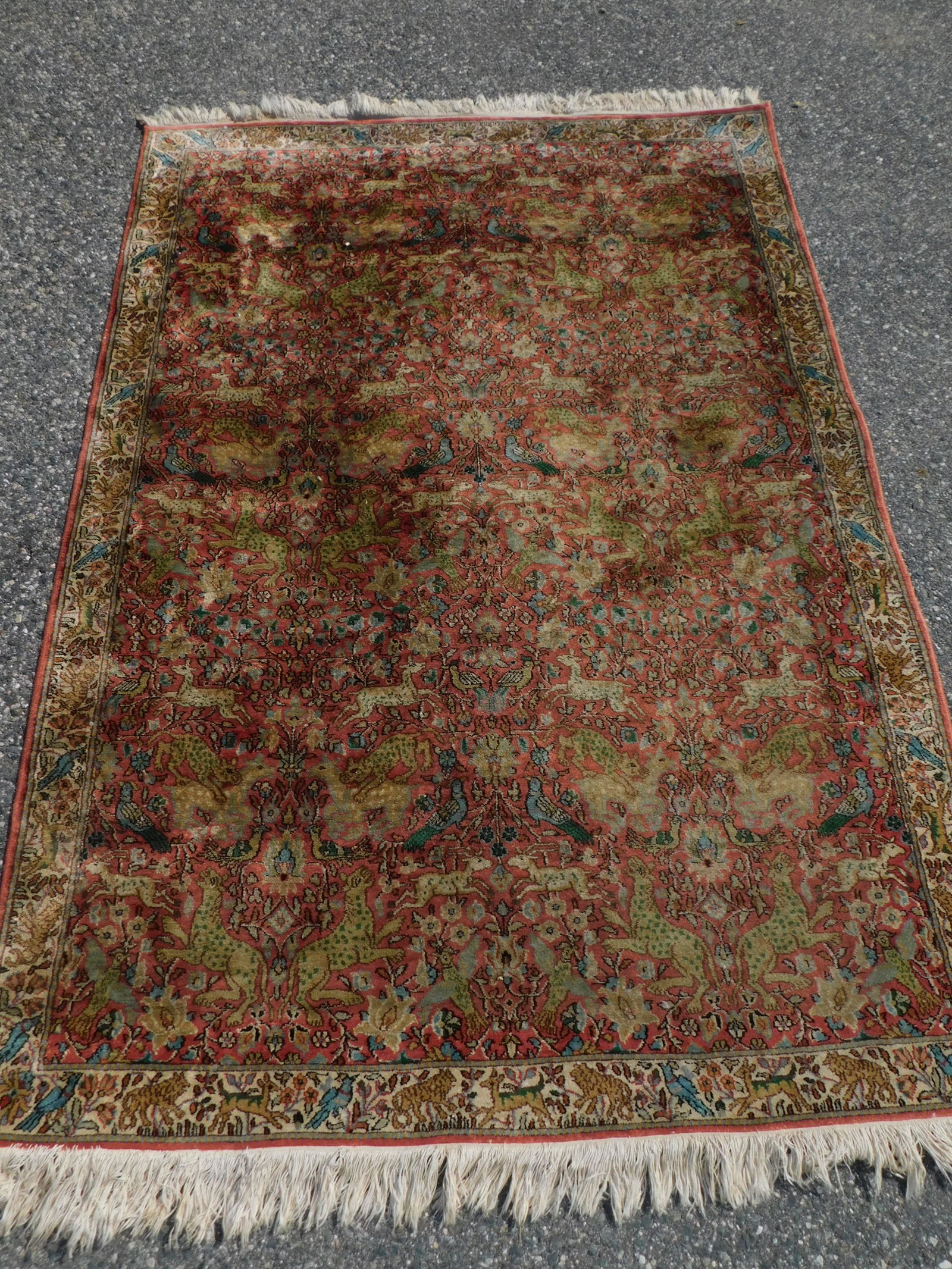 FINE OLD SCATTER RUG WITH ANIMALS (1 of 4)
