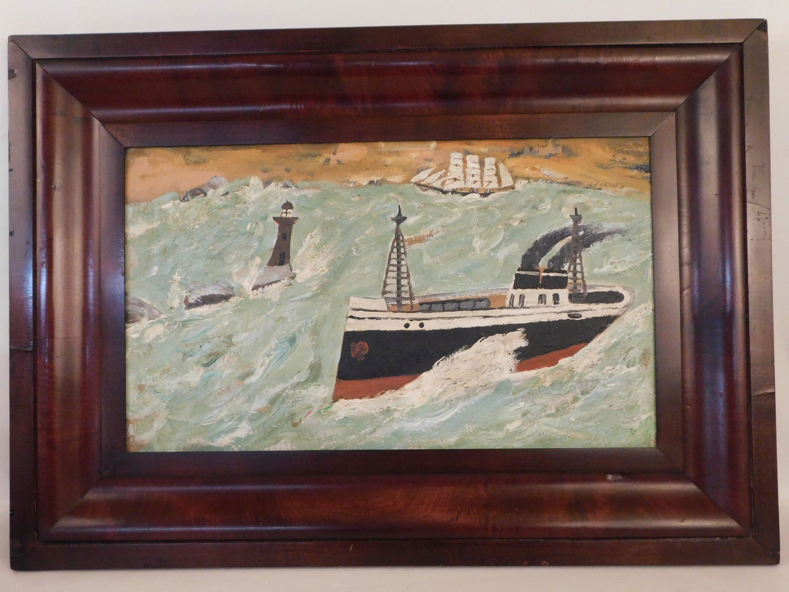 FOLK ART STEAMER PAINTING - G. WOOD (1 of 2)