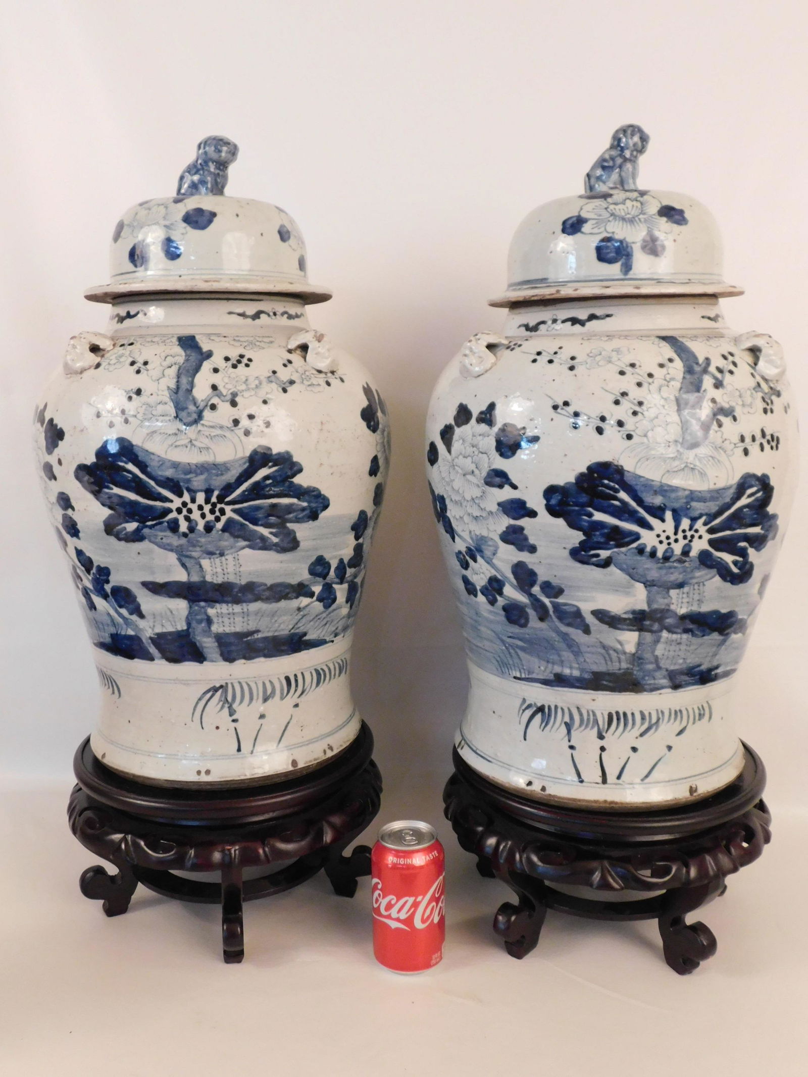 PAIR ANTIQUE CHINESE TEMPLE URNS (1 of 3)