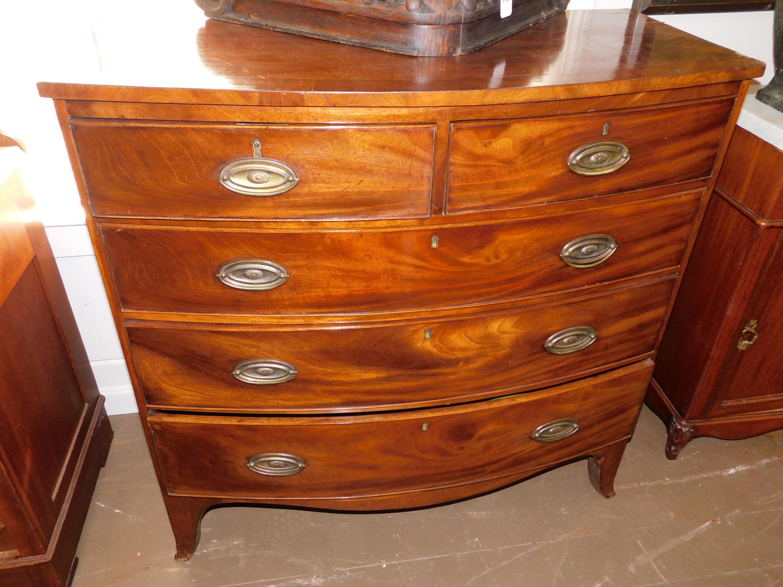 PERIOD ENGLISH BOW FRONT CHEST (1 of 3)