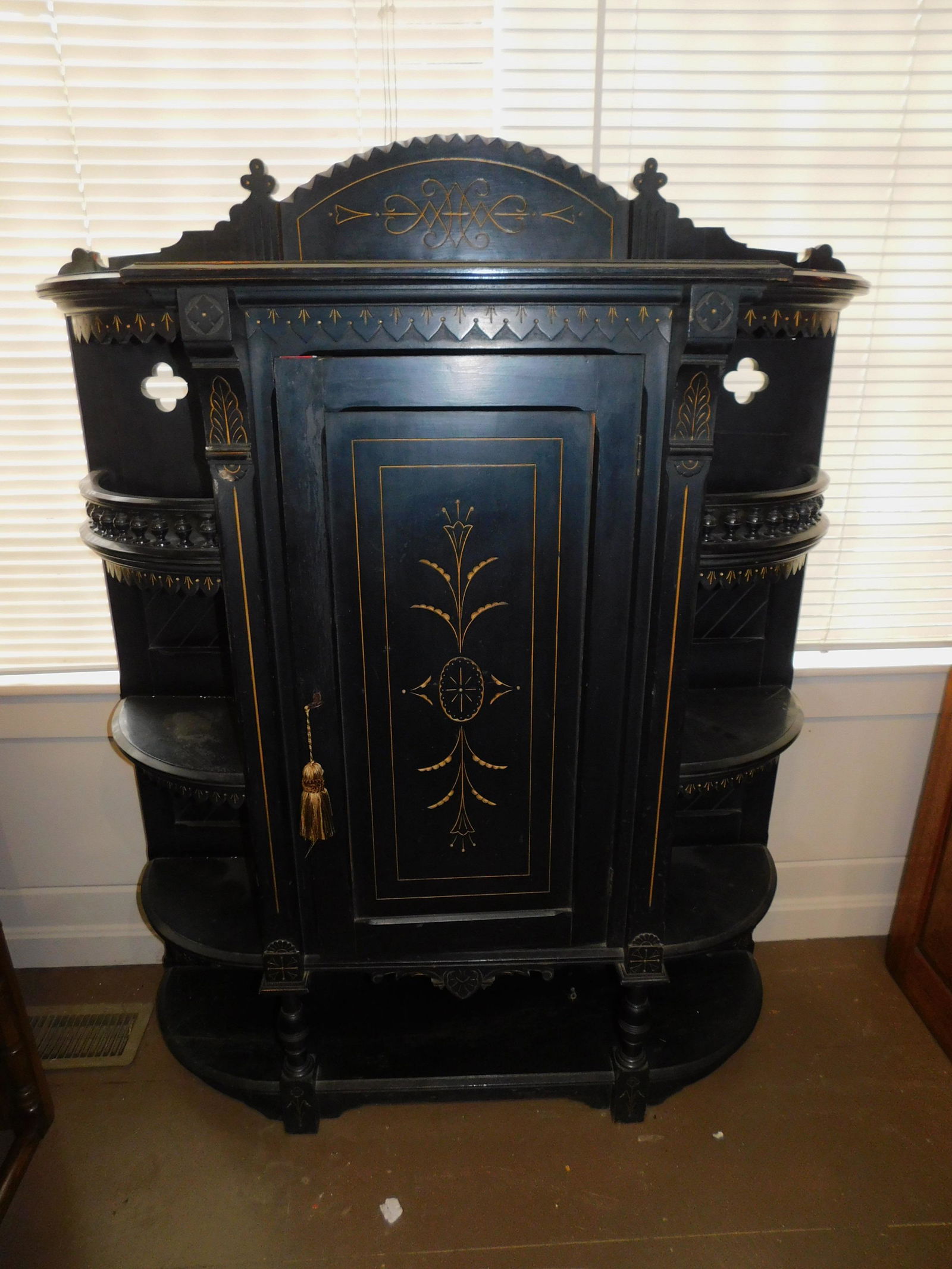 VICTORIAN EBONIZED ETAGERE CABINET (1 of 2)