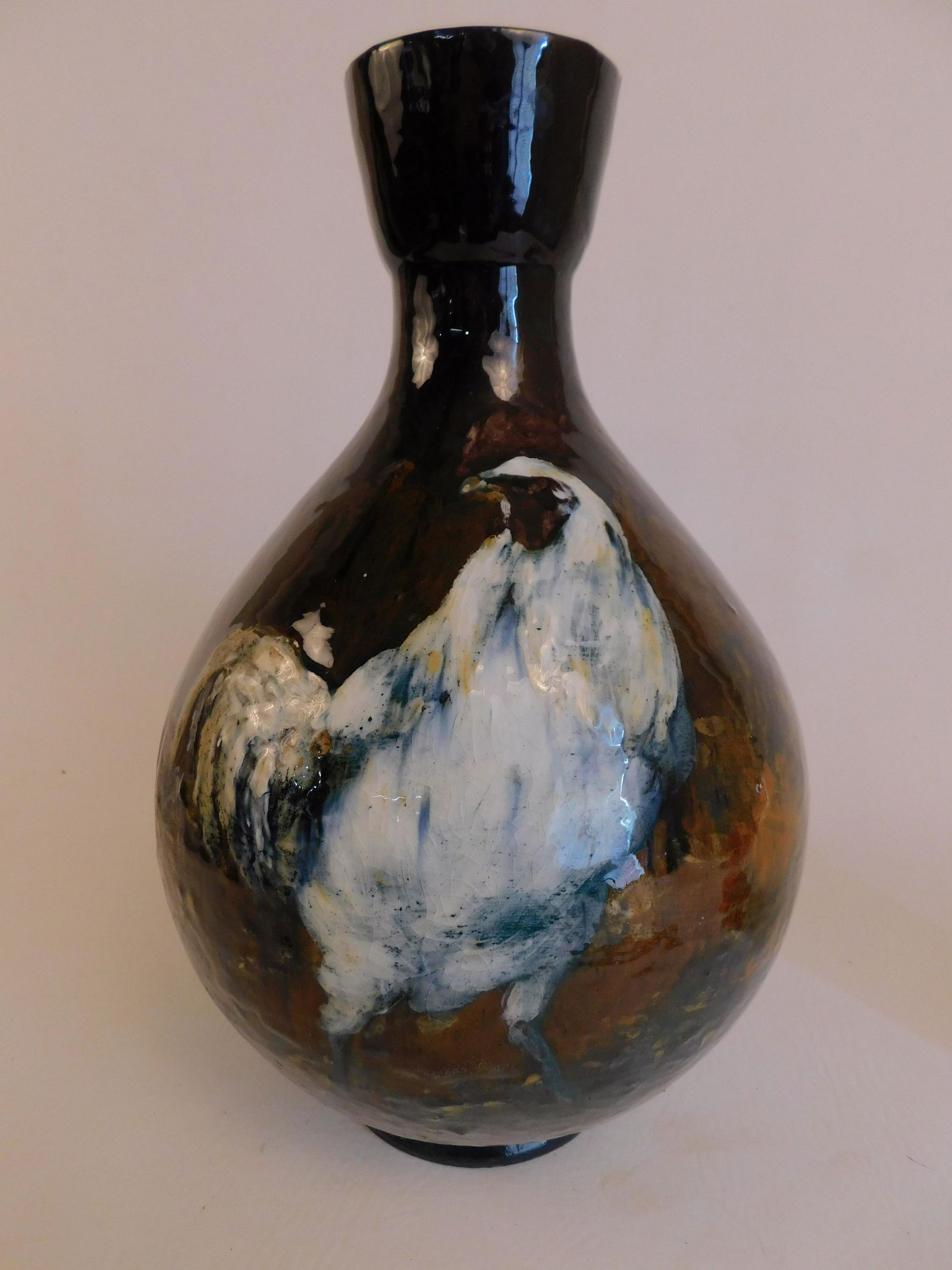 RARE HAVILAND LIMOGES ART POTTERY VASE - ROOSTER (1 of 3)