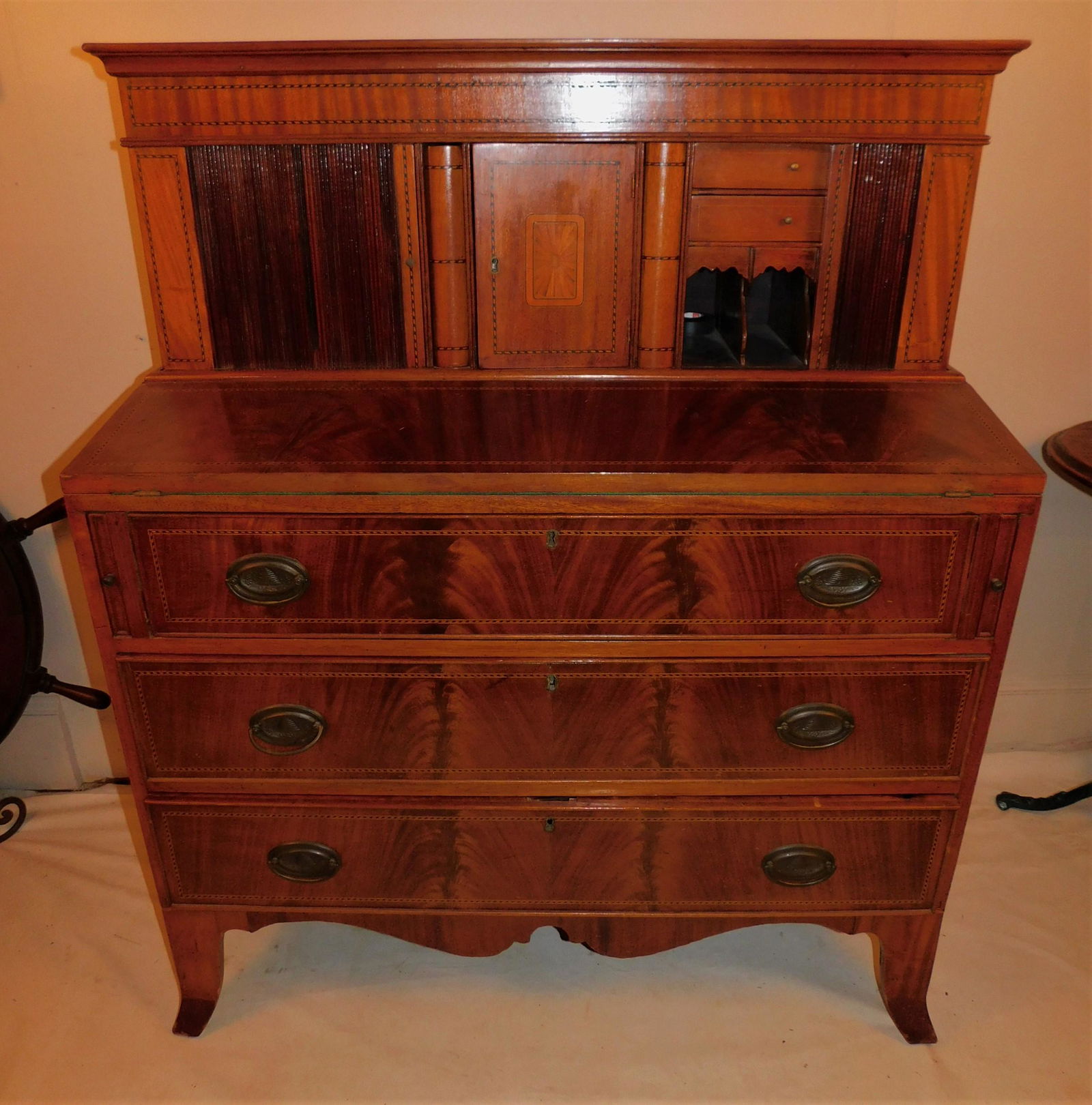 PERIOD INLAID TAMBOUR DESK (1 of 5)