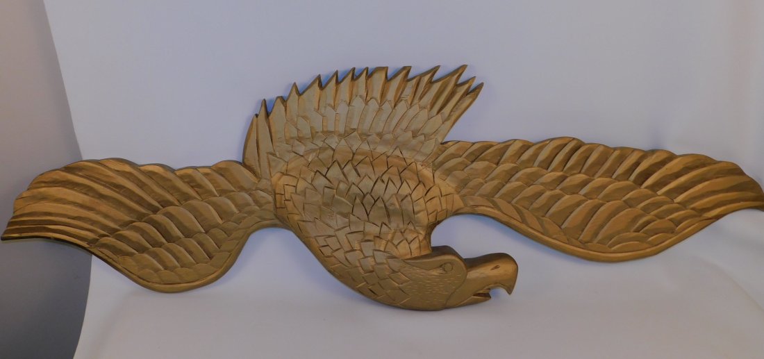 LARGE CARVED WOOD 5 FOOT EAGLE PLAQUE (1 of 3)