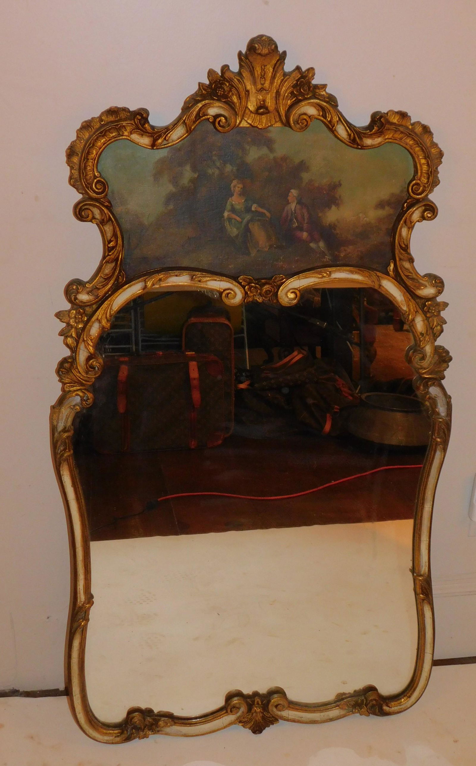 ANTIQUE PAINTED TRUMEAU MIRROR (1 of 3)