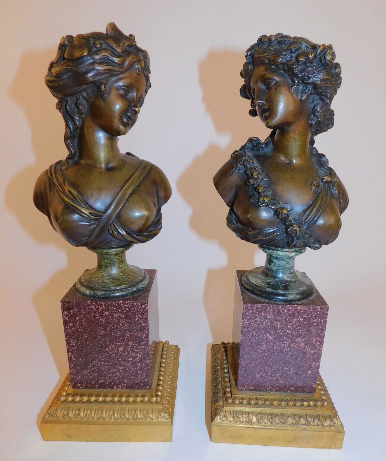 PAIR BRONZE BUSTS BY LVE ROBERT & MARIN (1 of 6)