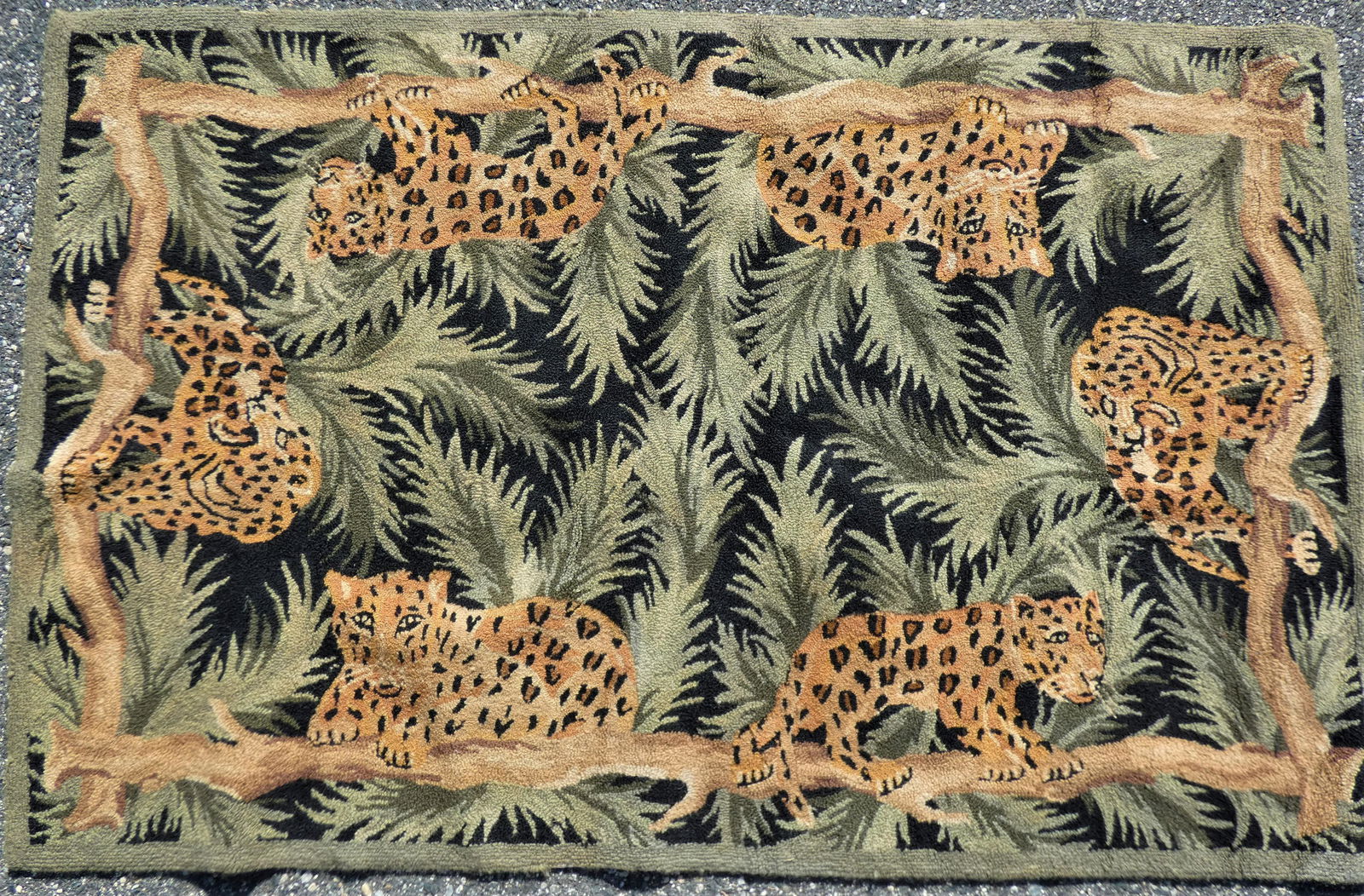 OLD HOOKED RUG OF LEOPARDS (1 of 3)