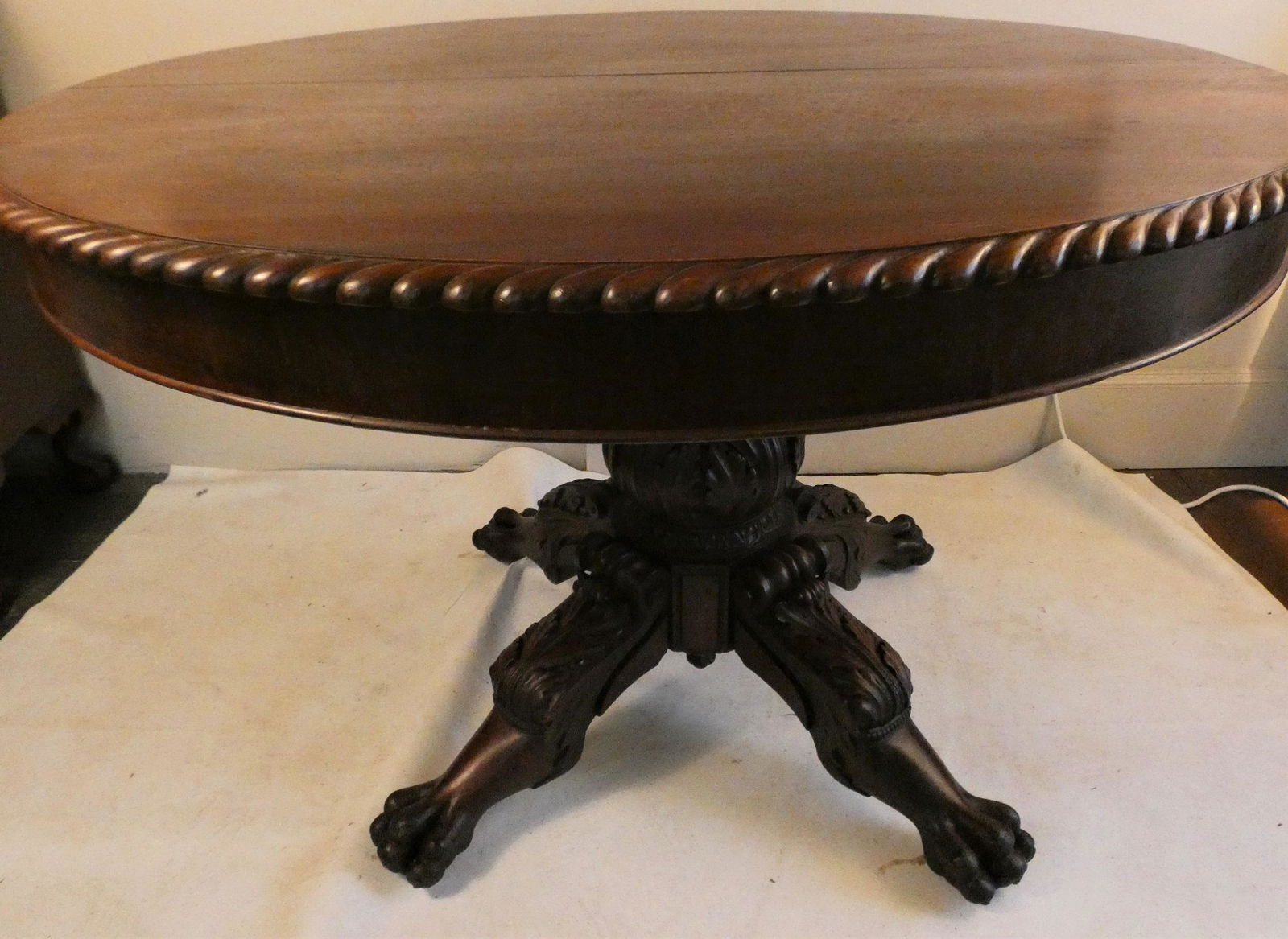 CARVED MAHOGANY DINING TABLE (1 of 4)